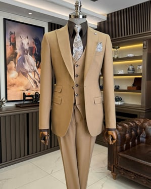 Tan Single Breasted 3 Piece Suit by Italian Vega®