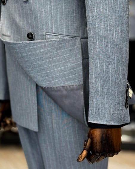 Silver Striped Double Breasted Suit by Italian Vega® [Limited Edition]