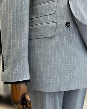 Silver Striped Double Breasted Suit by Italian Vega® [Limited Edition]