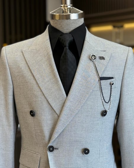 Ash Grey Double Breasted 2 Piece Suit by Italian Vega®