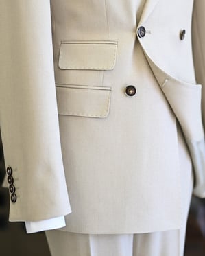 Beige Double Breasted 2 Piece Suit by Italian Vega®