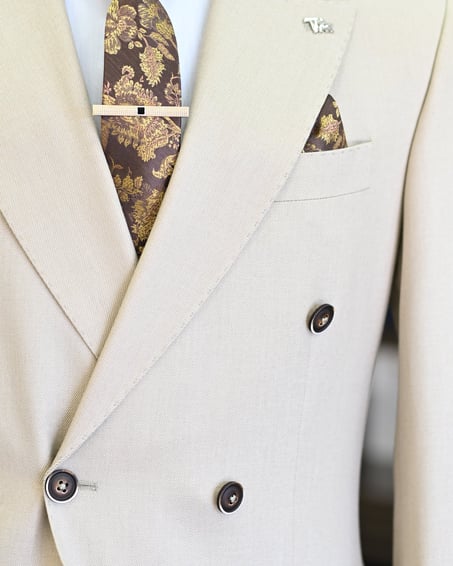 Beige Double Breasted 2 Piece Suit by Italian Vega®