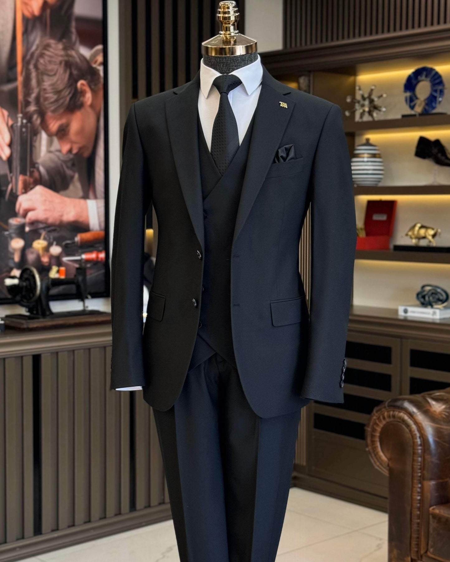 Black Single Breasted 3 Piece Suit by Italian Vega®