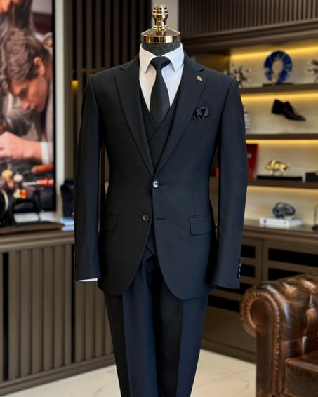 Black Single Breasted 3 Piece Suit by Italian Vega®