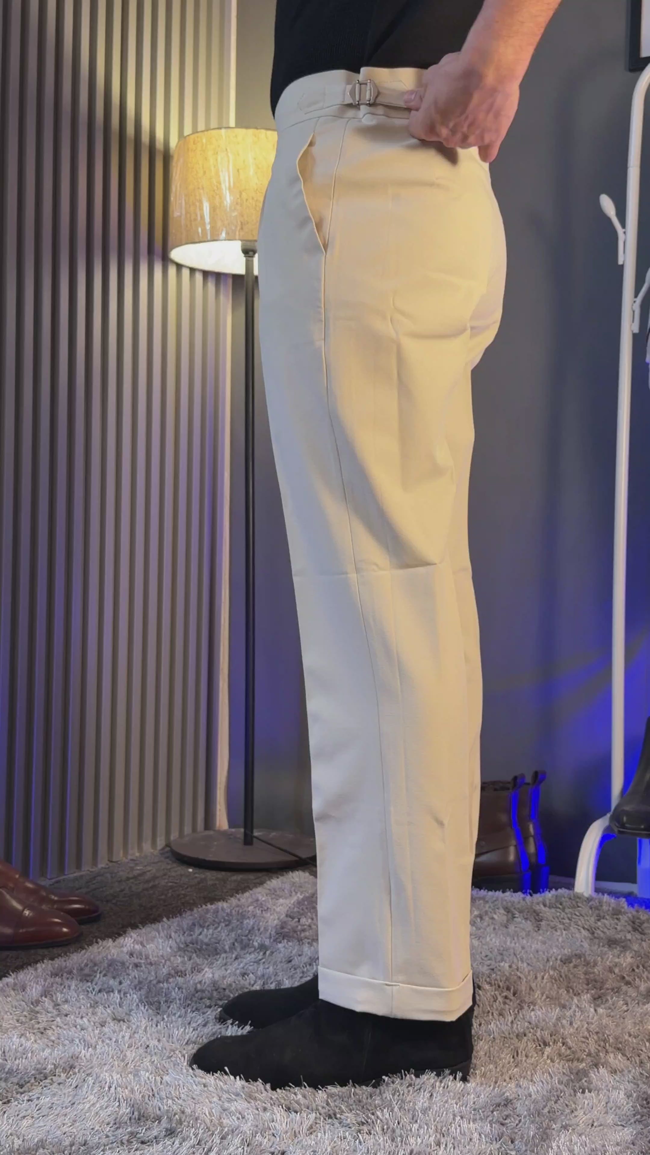 Beige Italian Elegant Gurkha Trousers by ITALIAN VEGA®