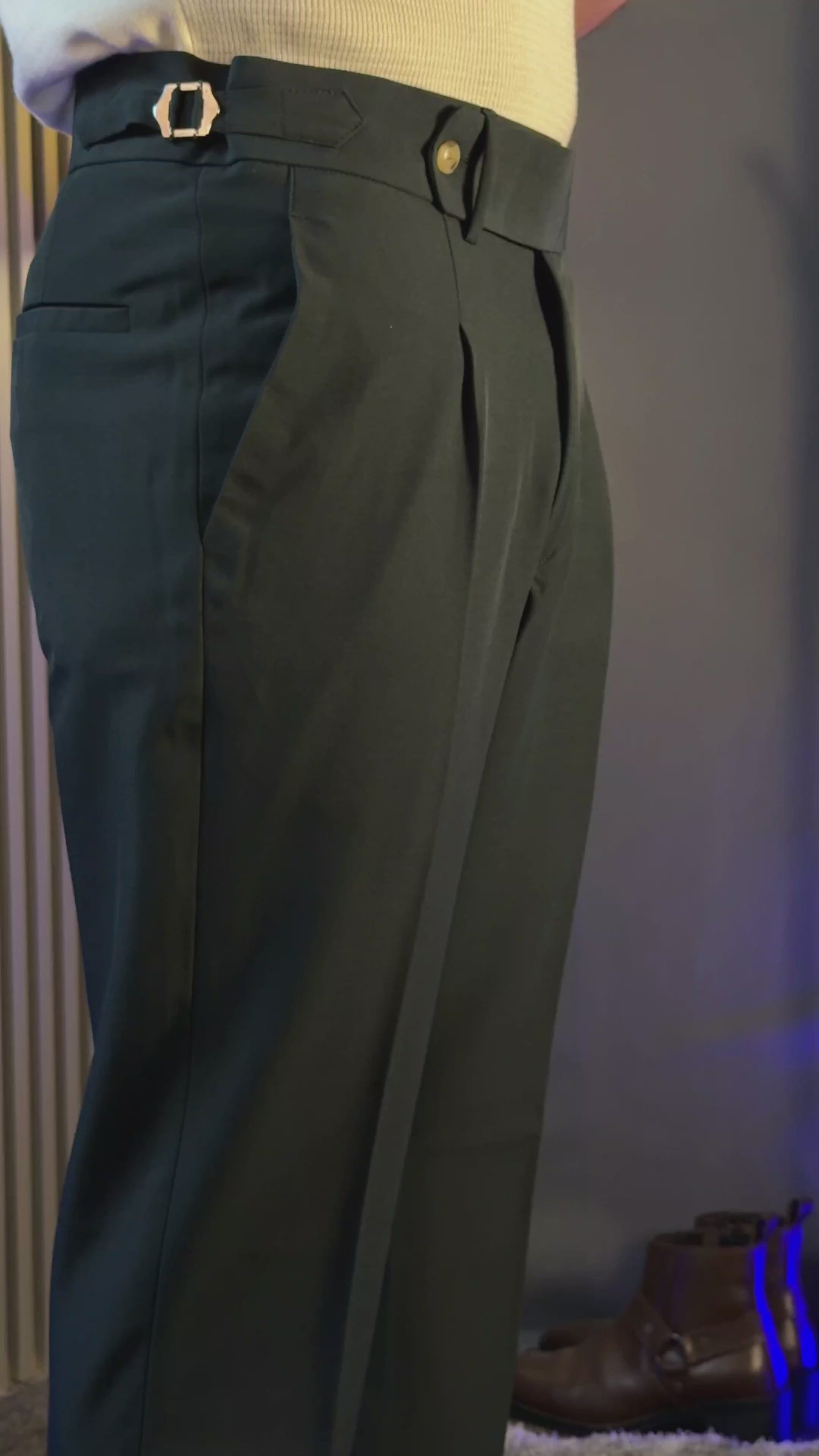 Bottle Green Italian Elegant Gurkha Trousers by ITALIAN VEGA®