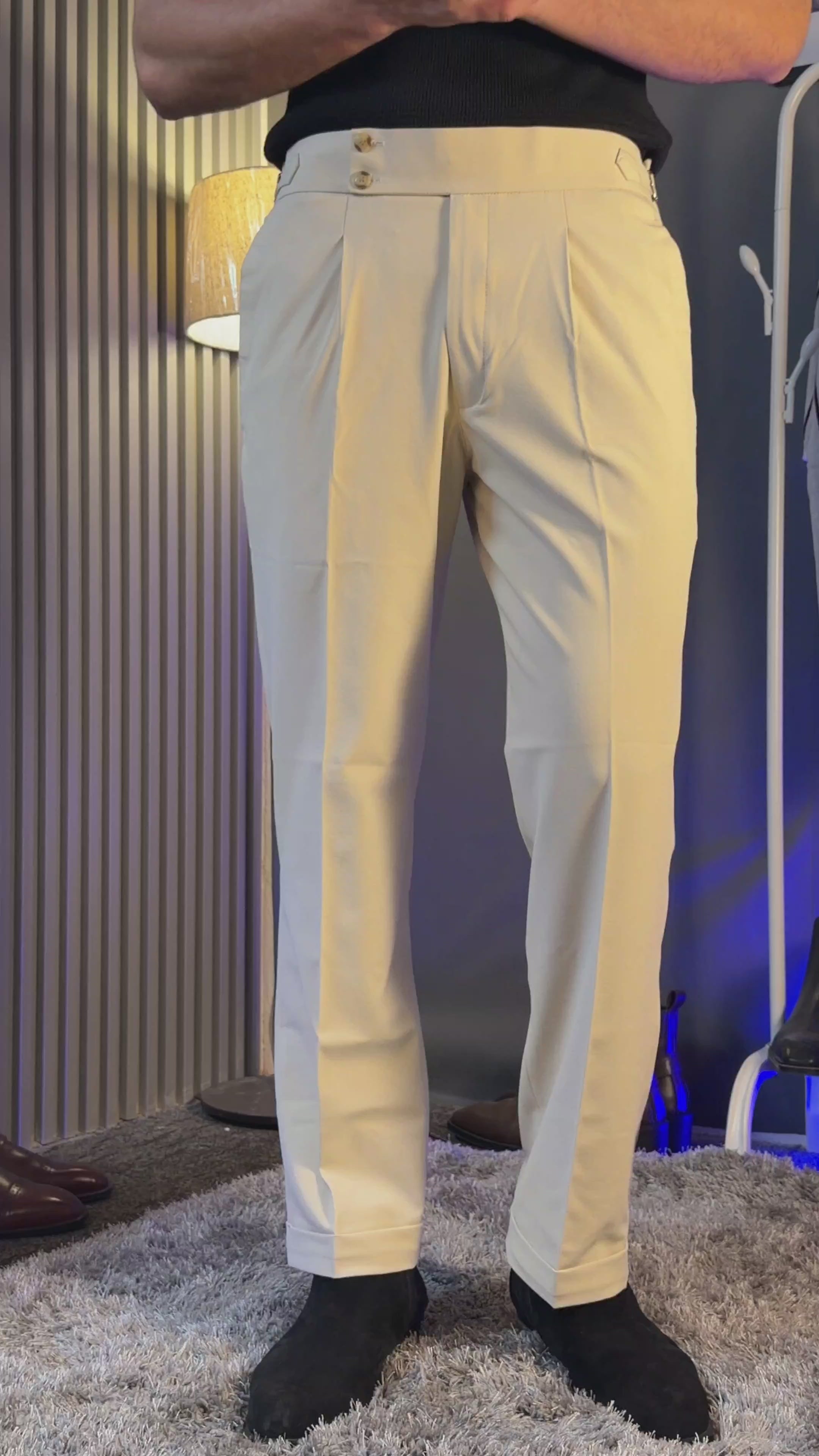 Beige Signature Buttoned Gurkha Pants by ITALIAN VEGA®