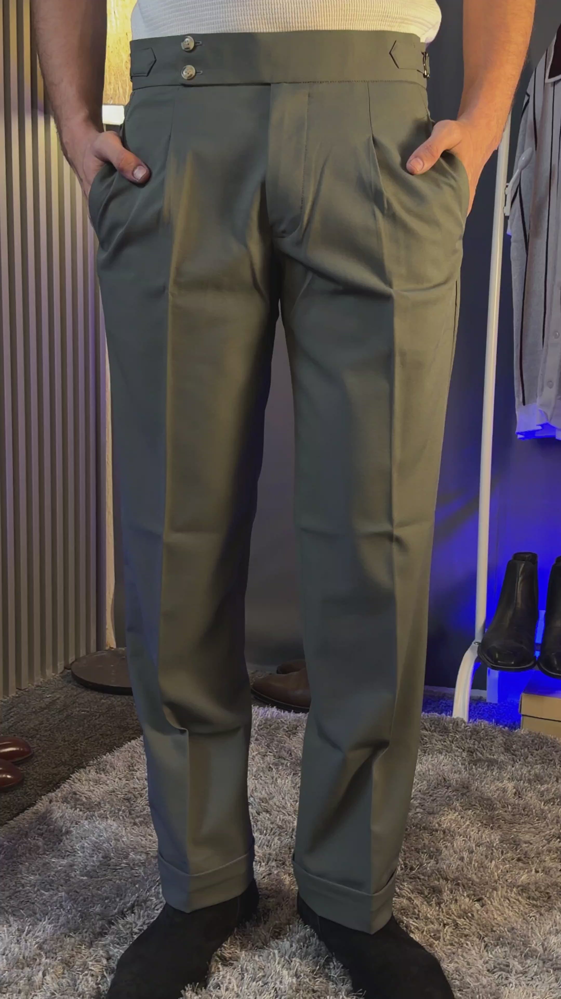 Stone Grey Signature Buttoned Gurkha Pants by ITALIAN VEGA