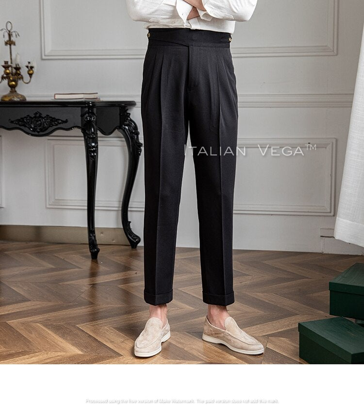 Charcoal Black Classic Buttoned Gurkha Pants by Italian Vega®