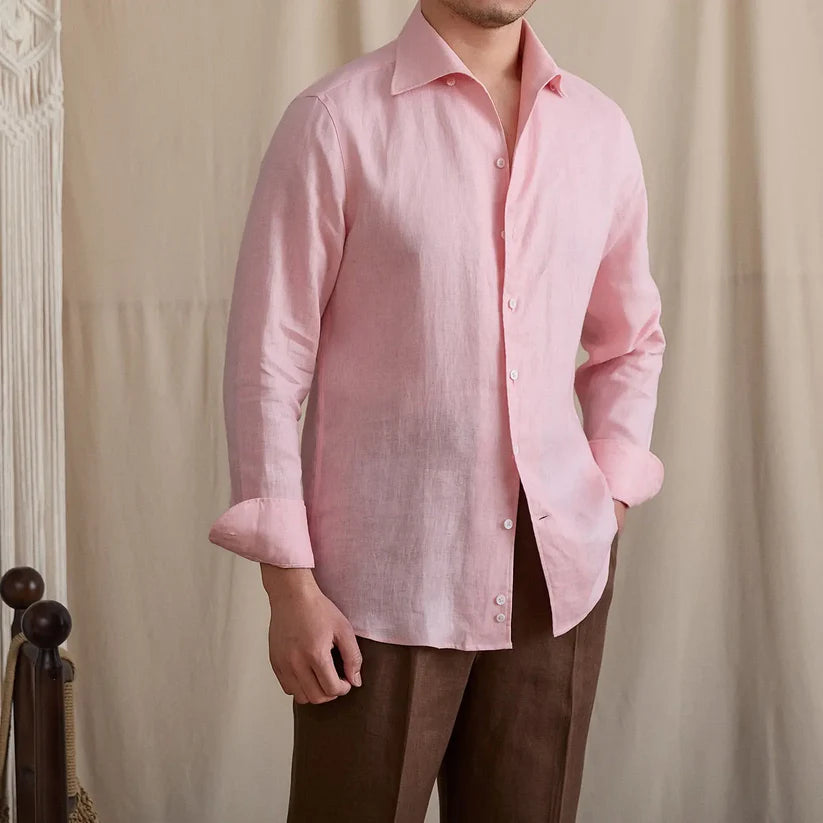 Italian Vega - One Pice Cut Away Collar European Linen Shirt
