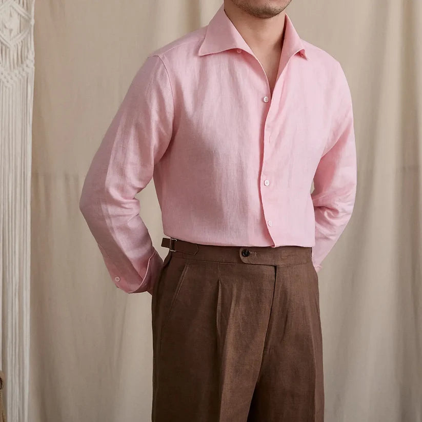 Italian Vega - One Pice Cut Away Collar LInen Shirt