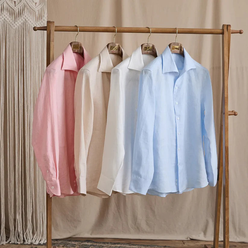 Italian Vega - One Pice Cut Away Collar European Linen Shirt