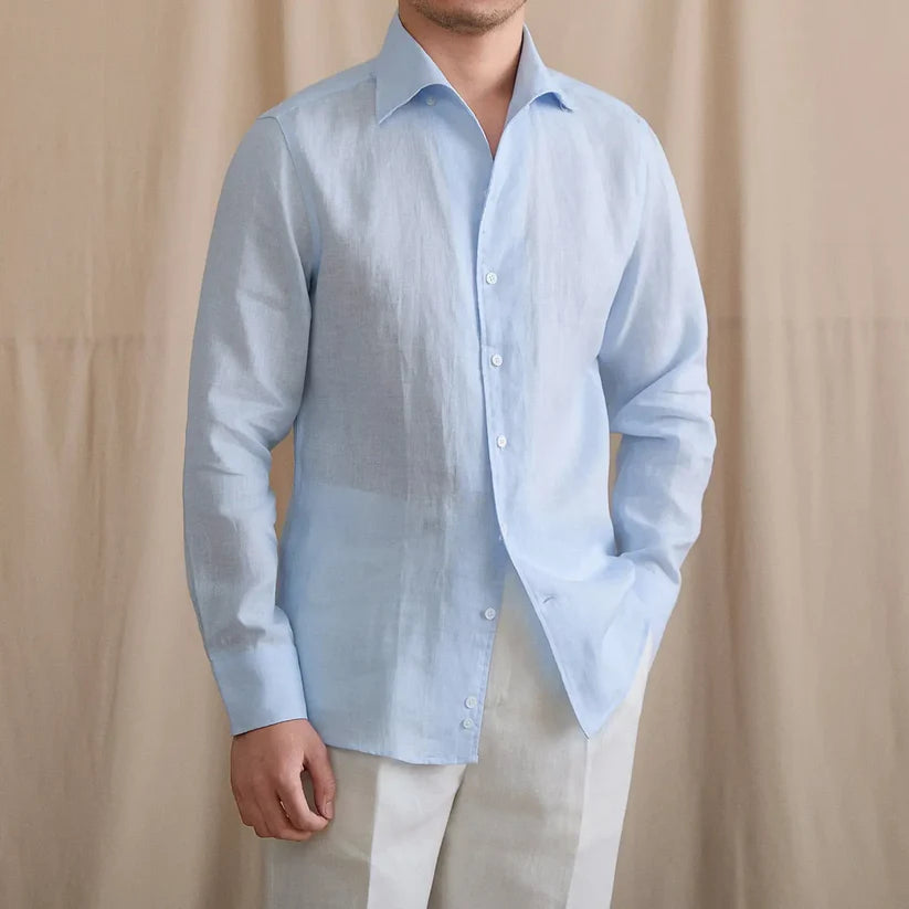 Italian Vega - One Pice Cut Away Collar LInen Shirt