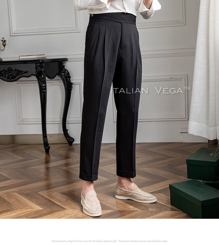 Charcoal Black Classic Buttoned Gurkha Pants by Italian Vega® – Italian ...
