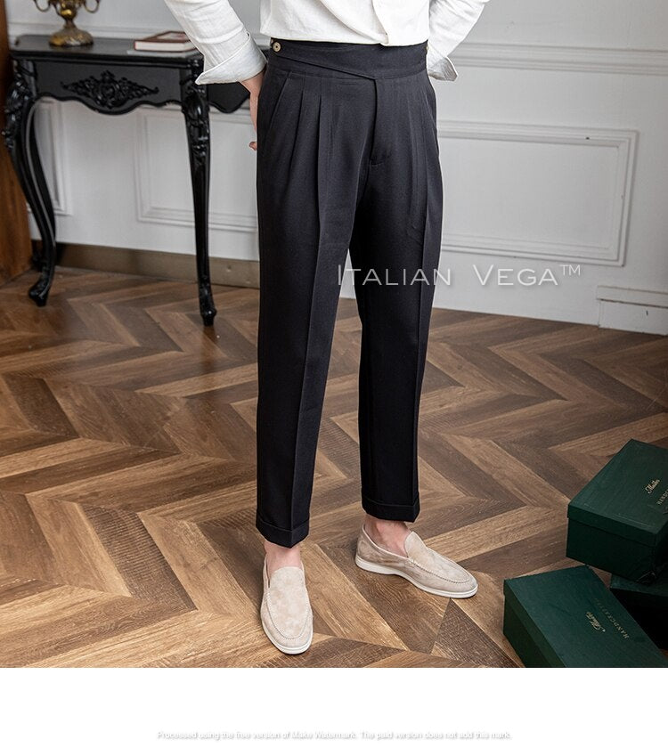 Charcoal Black Classic Buttoned Gurkha Pants by Italian Vega® – Italian ...