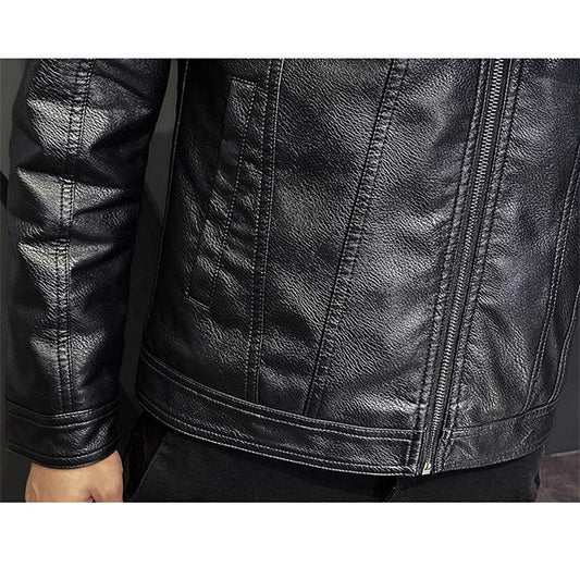 Italian Leather Men zipper Jacket