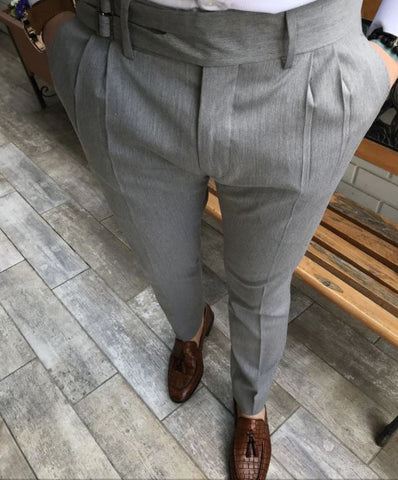 Ash Grey Double Buckle Gurkha Pants – Italian Vega™