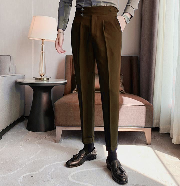 Brown Signature Buttoned Gurkha Pants – Italian Vega™