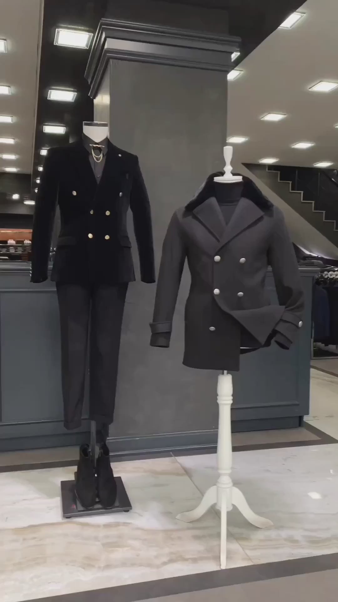 Glacier Black Double Breasted Coat by Italian Vega®