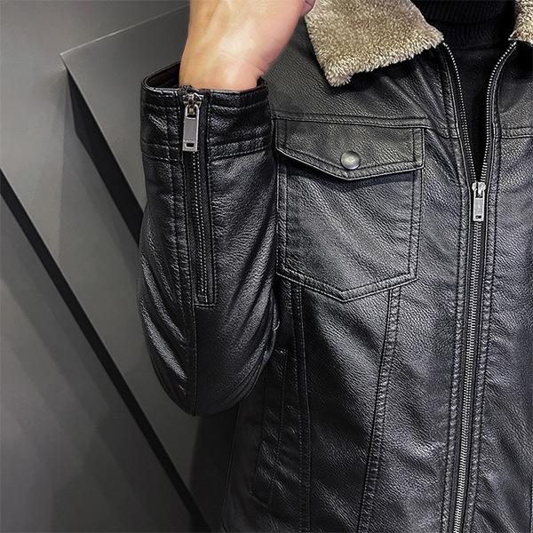 Italian Leather Men zipper Jacket