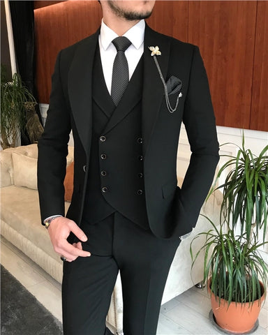 Black Slim Fit Italian Designed Suit for Men by GentWith.com