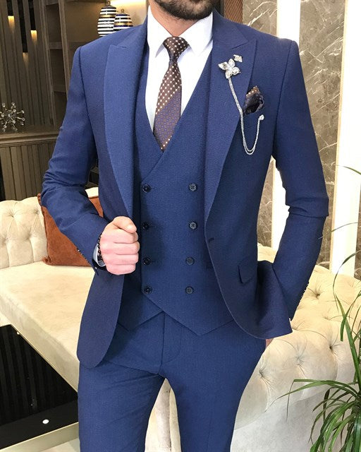 Royal Blue Single Breasted 3 Piece Suit by Italian Vega®