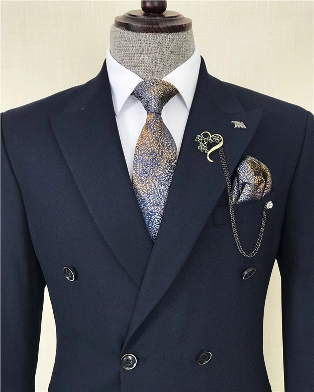 Navy Double Breasted 2 Piece Suit by Italian Vega®