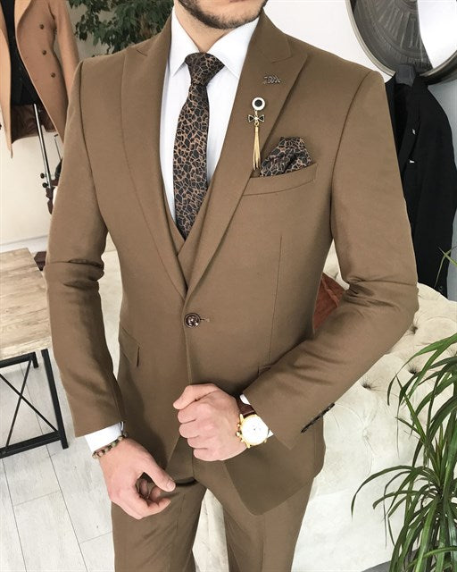 Brown Single Breasted 3 Piece Suit by Italian Vega®