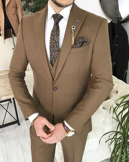 Brown Single Breasted 3 Piece Suit by Italian Vega®