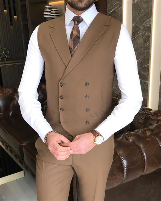 Camel Single Breasted 3 Piece Suit by Italian Vega®