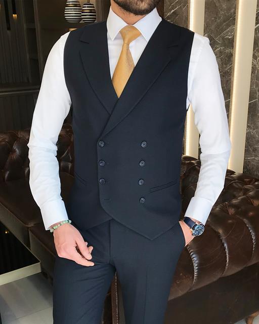 Carbon Blue Single Breasted 3 Piece Suit by Italian Vega®