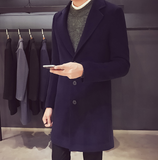 Navy Blue Wool and Blends Trench Coat
