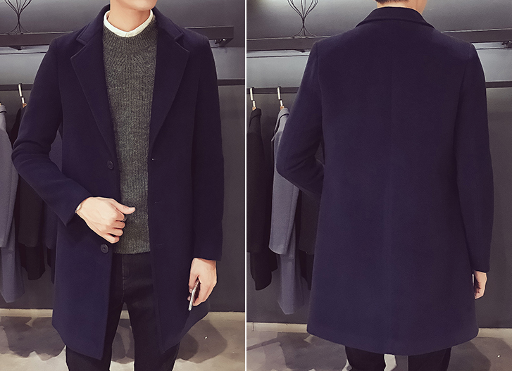 Navy Blue Wool and Blends Trench Coat by Italian Vega®