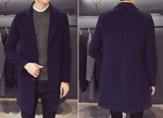 Navy Blue Wool and Blends Trench Coat