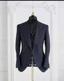 Navy Striped Double Breasted Suit