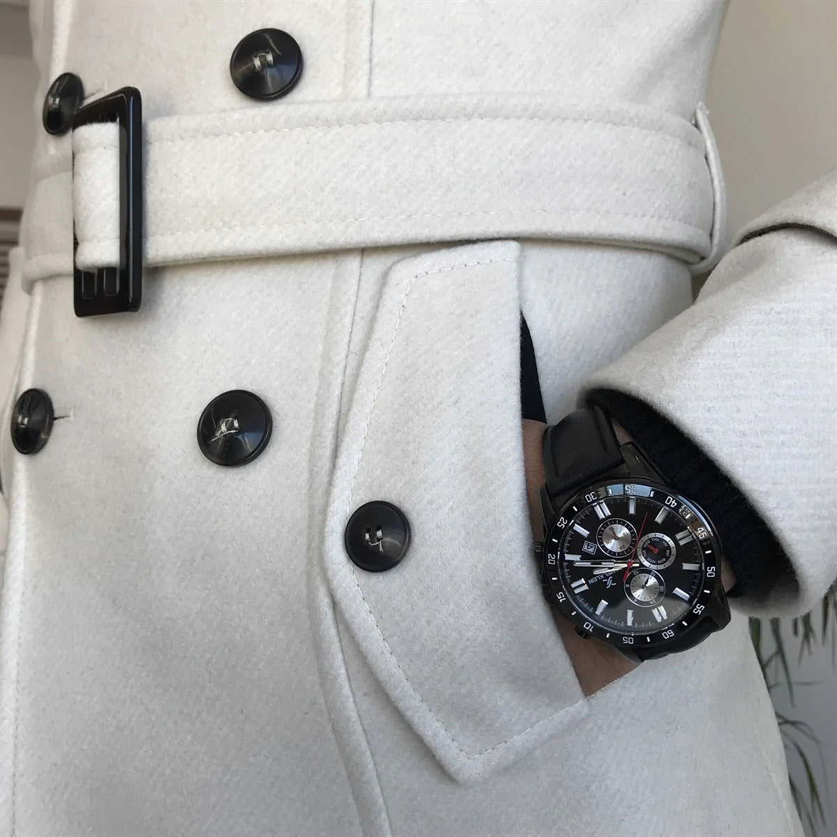 Arctic Beige Double Breasted Coat by Italian Vega®