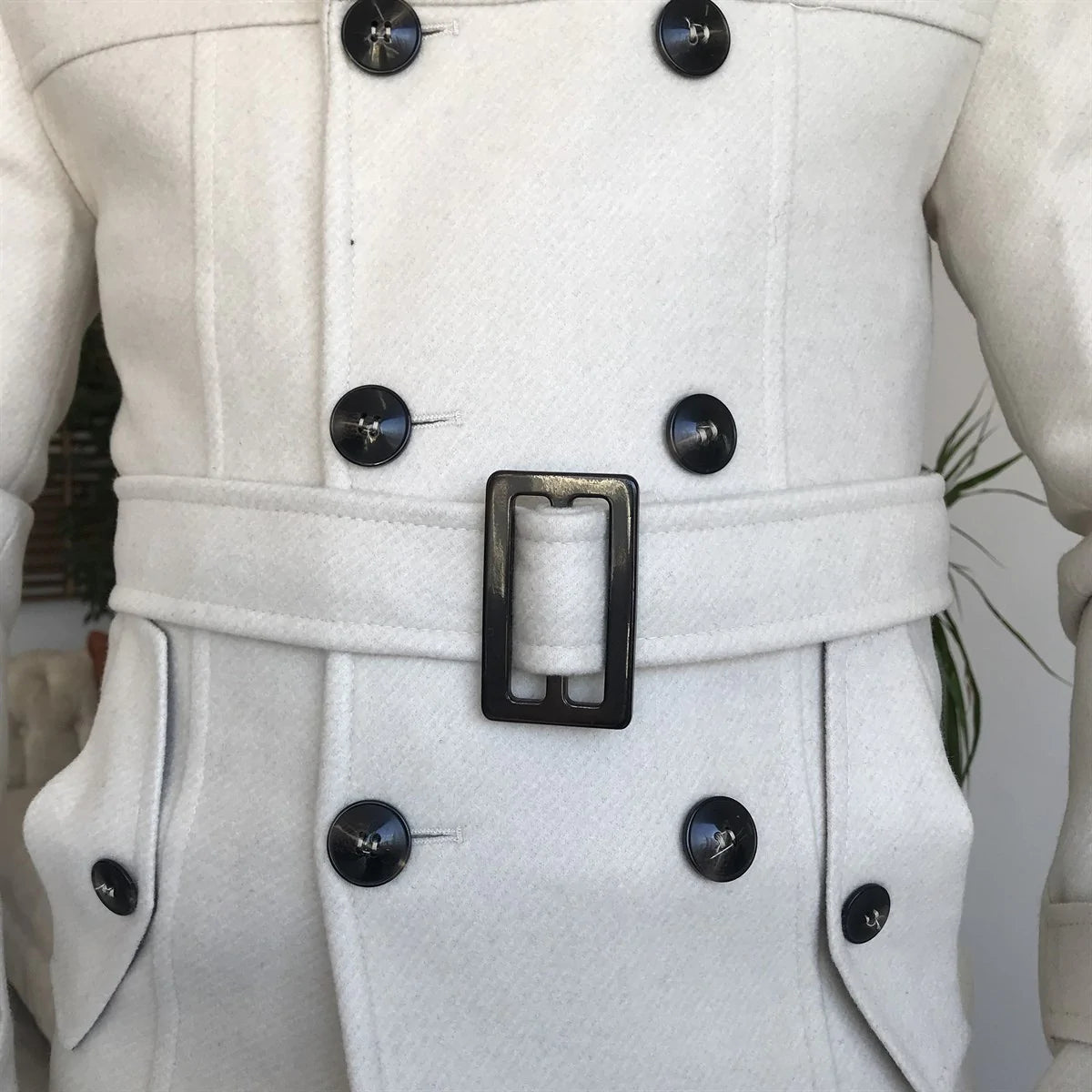 Arctic Beige Double Breasted Coat by Italian Vega®