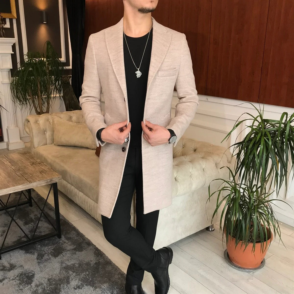 Charleston Beige Wool Blend Over Coat by Italian Vega®