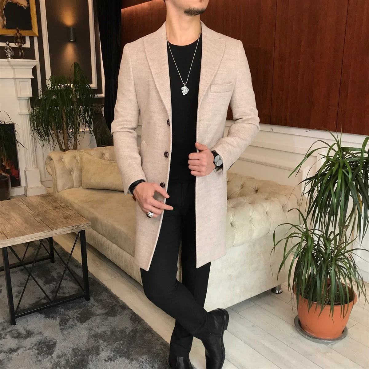 Charleston Beige Wool Blend Over Coat by Italian Vega®