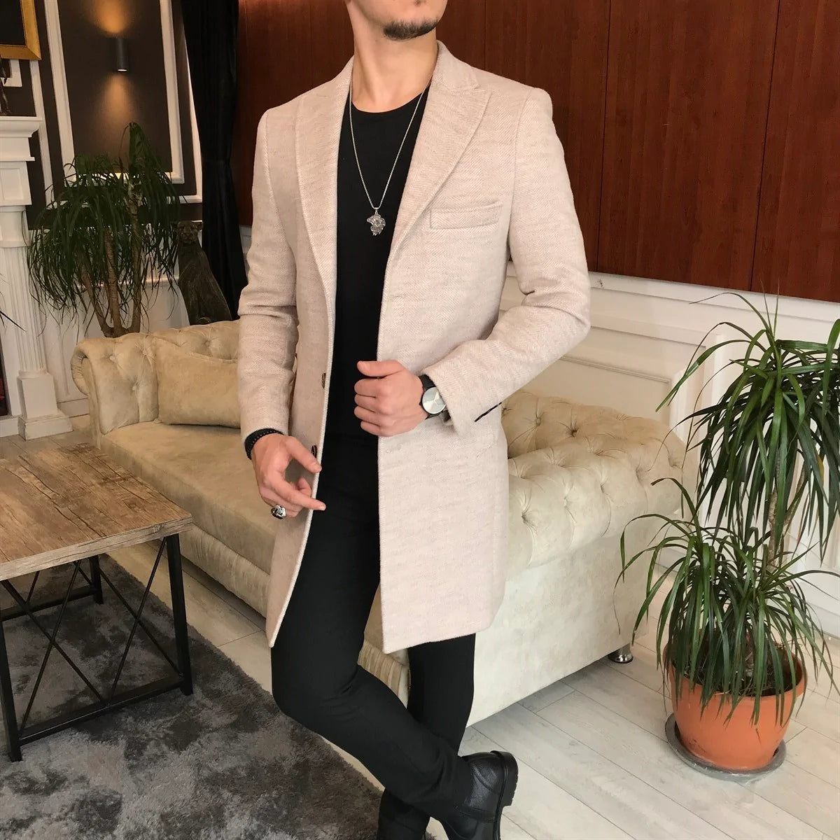 Charleston Beige Wool Blend Over Coat by Italian Vega®