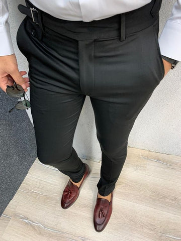 Black Single Buckle Gurkha Pants – Italian Vega™