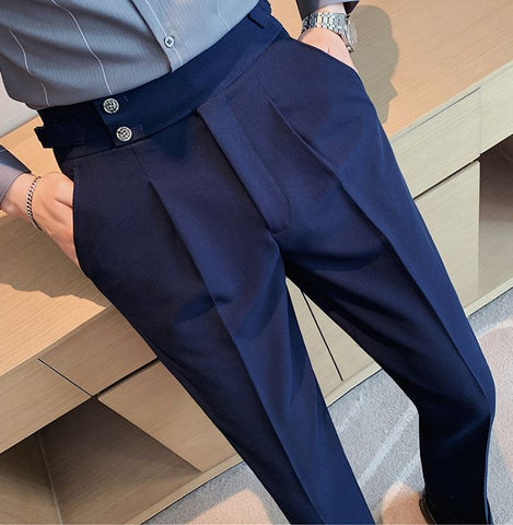 Navy Blue Signature Buttoned Gurkha Pants – Italian Vega™