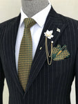 Reagan Dark Blue Striped Men's Slim Fit Solid Suit