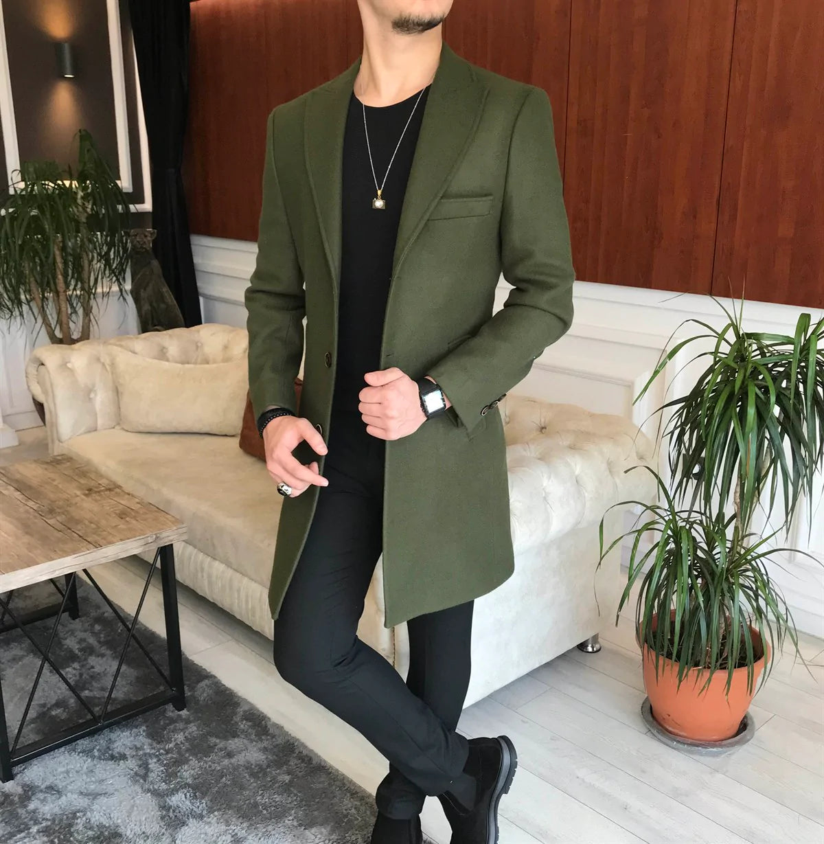 Charleston Dark Green Wool Blend Over Coat by Italian Vega®