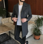 Frost Slim Fit Dark Grey Double Breasted Wool Coat