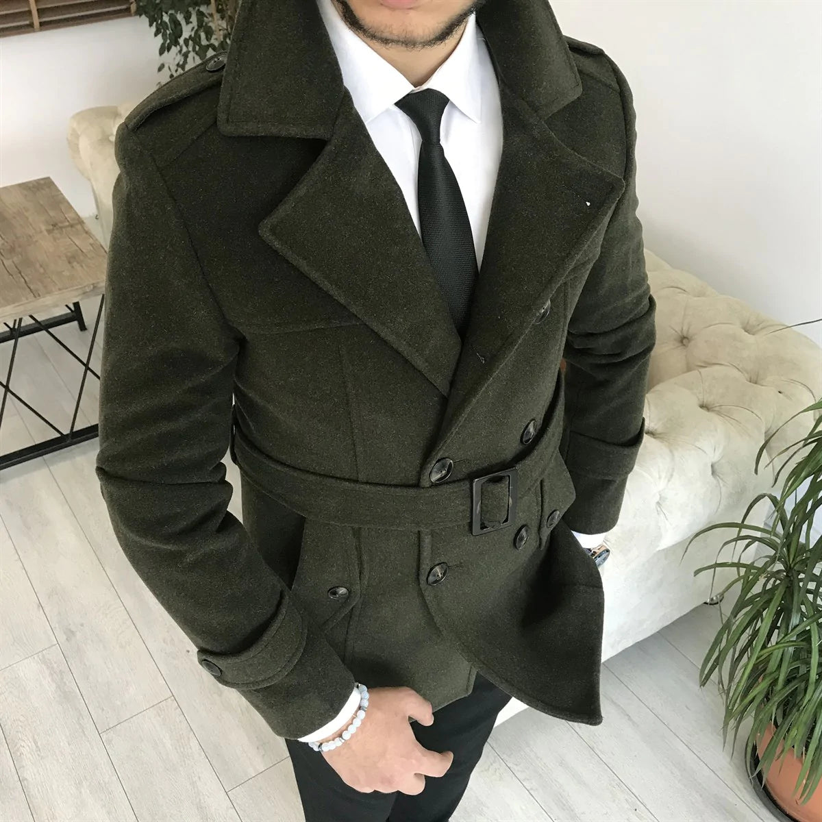 Arctic Dark Green Double Breasted Coat