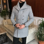 Frost Slim Fit Grey Double Breasted Wool Coat