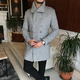 Frost Slim Fit Grey Double Breasted Wool Coat