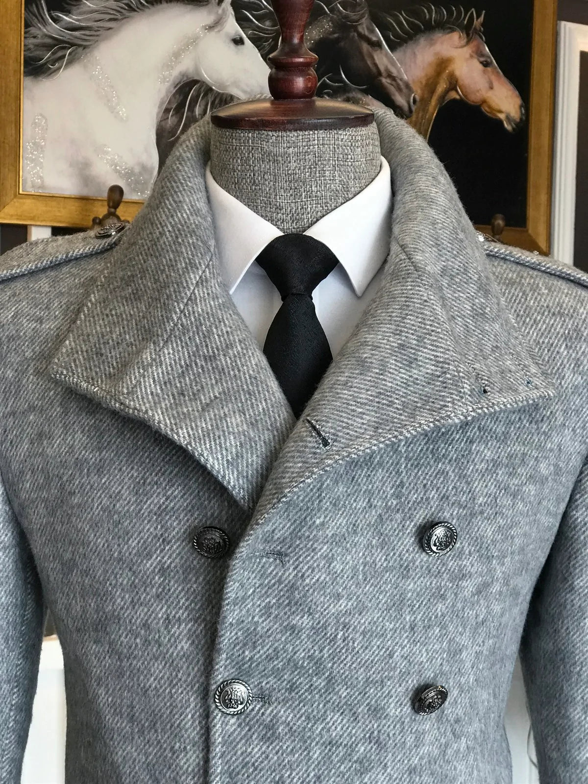 Alaska Ash Grey Double Breasted Coat by Italian Vega®