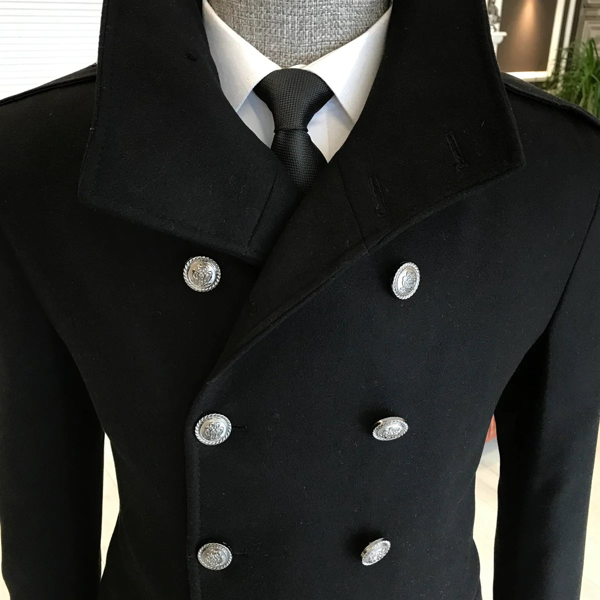 Alaska Black Double Breasted Coat by Italian Vega®